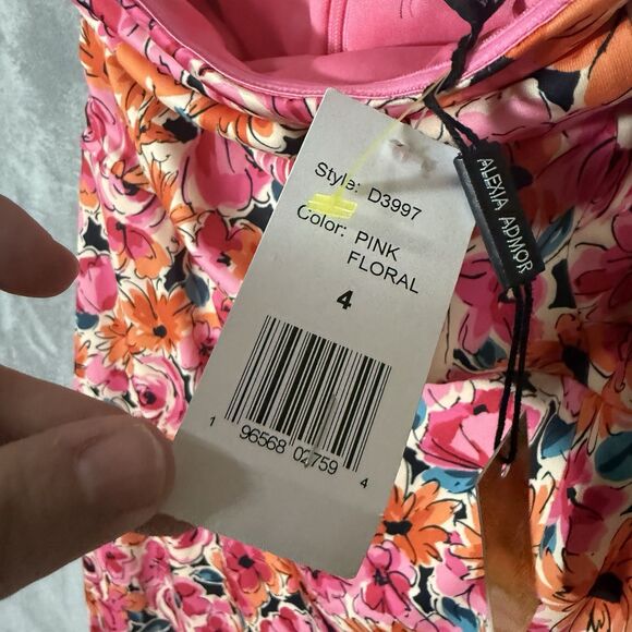 NWT Alexia Admor Dress 4 Strapless Pink Floral Slit Spring Feminine Bloomcore - Picture 10 of 14